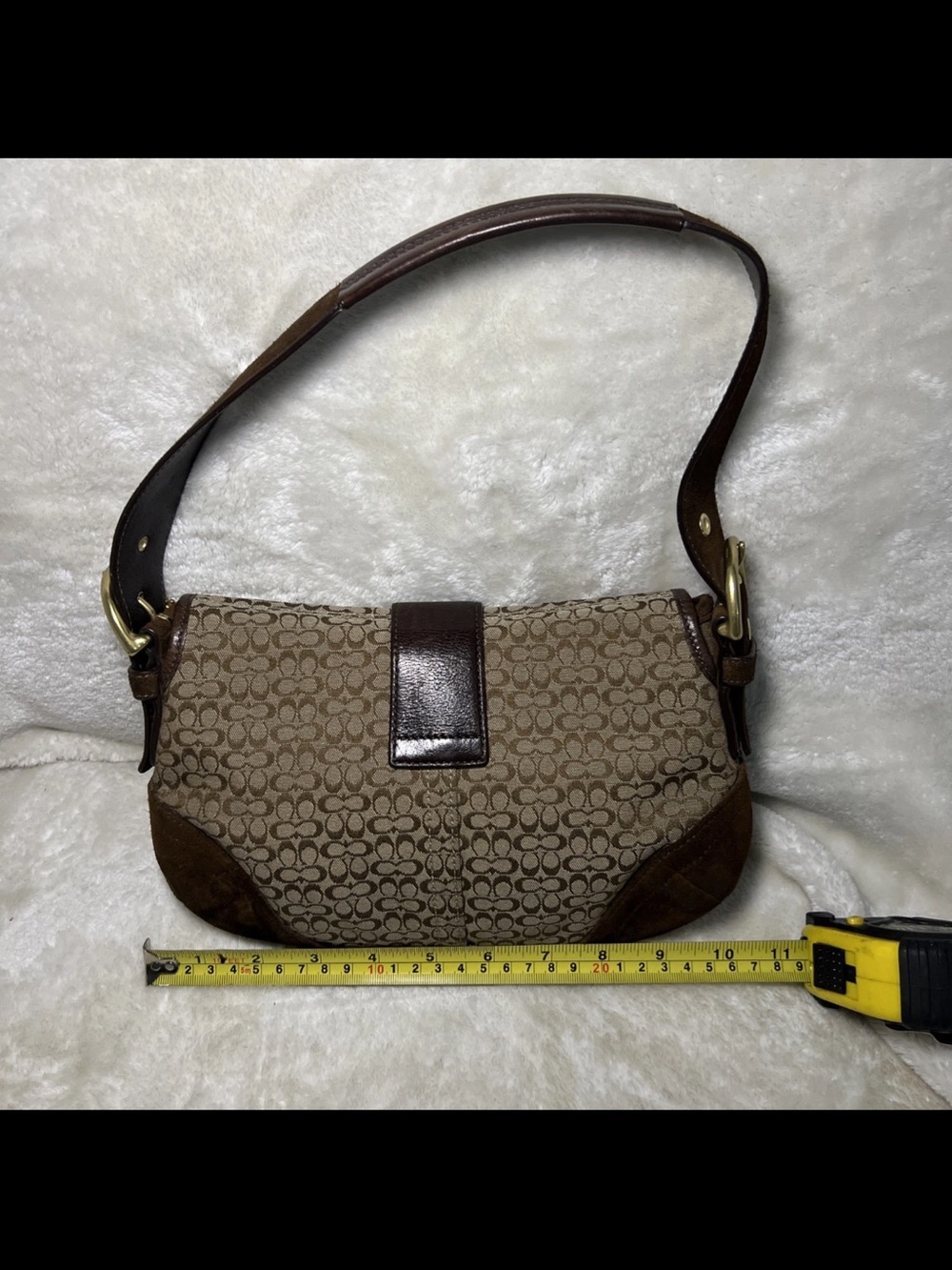 Rare Vintage Coach Soho Y2K Signature Shoulder Bag Brown Canvas & Suede 6818 - Picture 8 of 9